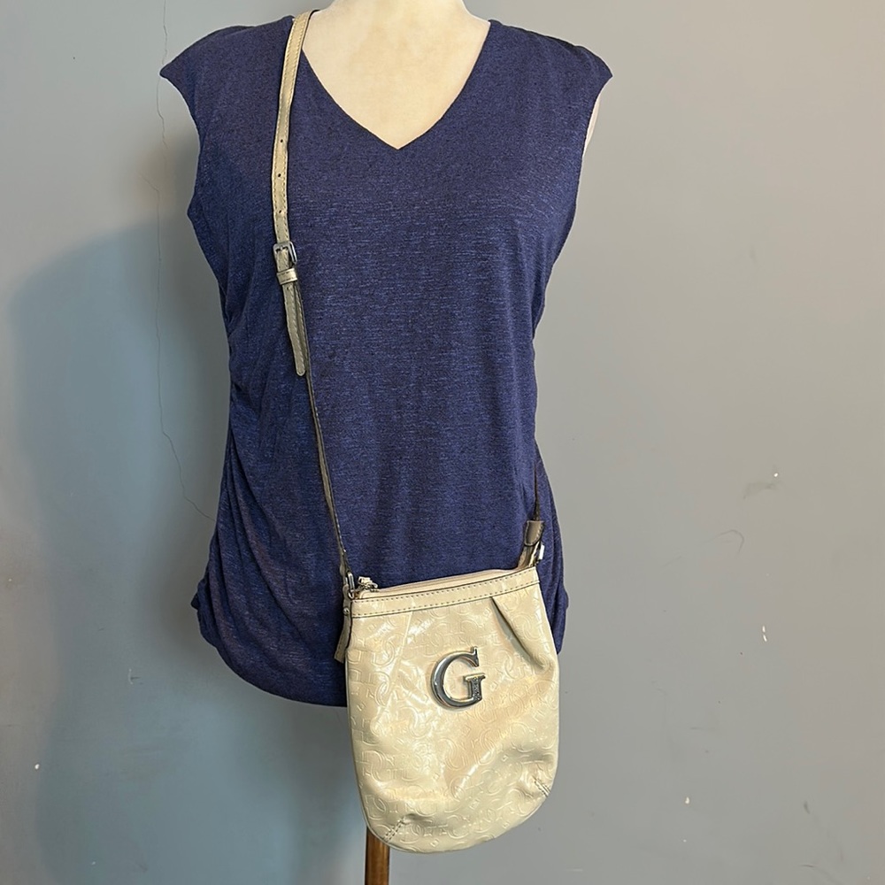 Guess Shoulder Cream and Silver Mini Bag